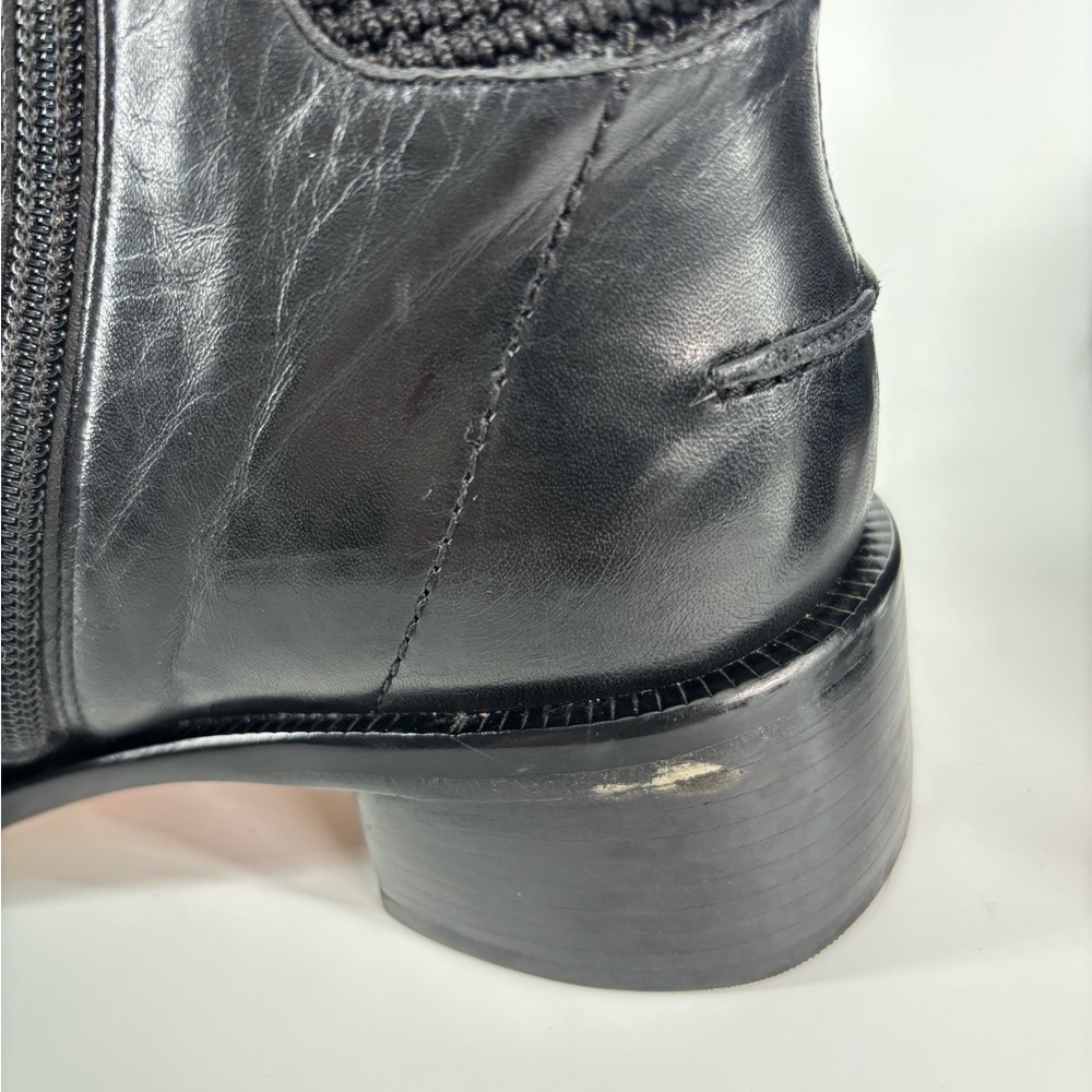The Sak black leather Chelsea boot 8 chunky block heel crochet detail - Picture 13 of 15